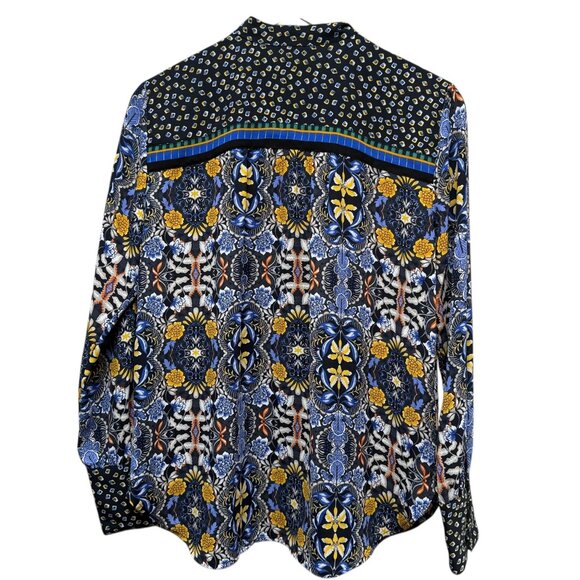 LOFT Tunic Blouse Size Small Blue Boho Floral Print Womens Top - Picture 5 of 8